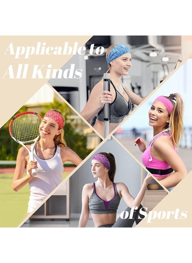 4 Pcs Yoga Workout Sports Non Slip Stripe Headbands, Soft Elastic Sweat Absorbing Breathable Polyester Fabric Headbands, Fitness Exercise Sweat Proof Hair Accessories (Purple+Orange+Gray+Blue)