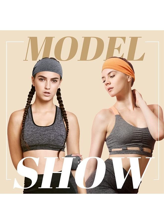 4 Pcs Yoga Workout Sports Non Slip Stripe Headbands, Soft Elastic Sweat Absorbing Breathable Polyester Fabric Headbands, Fitness Exercise Sweat Proof Hair Accessories (Purple+Orange+Gray+Blue)