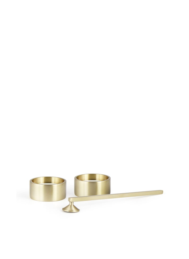 Handmade Solid Brass Tealight and Candle Snuffer Set, Elegant Candle Accessories