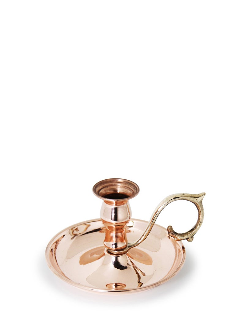 Artisan Copper Şinanay Hand Candlestick – Handmade Rose Gold Tone for Vintage Home Décor