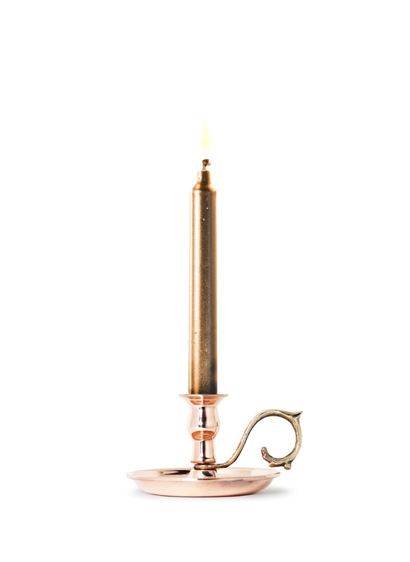 Artisan Copper Şinanay Hand Candlestick – Handmade Rose Gold Tone for Vintage Home Décor