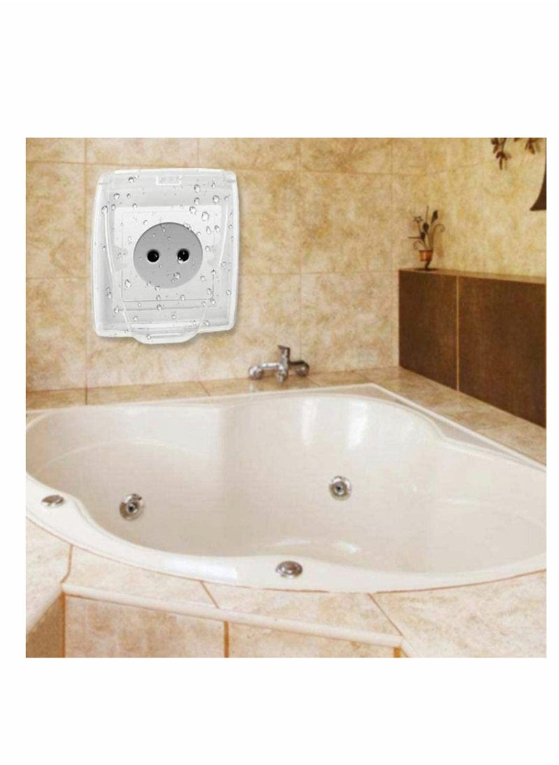 Wall Switch Waterproof Cover Box, Suprcrne Universal Plug Socket Cover, Wall Light Panel Socket Doorbell Flip Cap Cover, Home Bathroom Kitchen Accessory Plastic Clear 2 Pcs