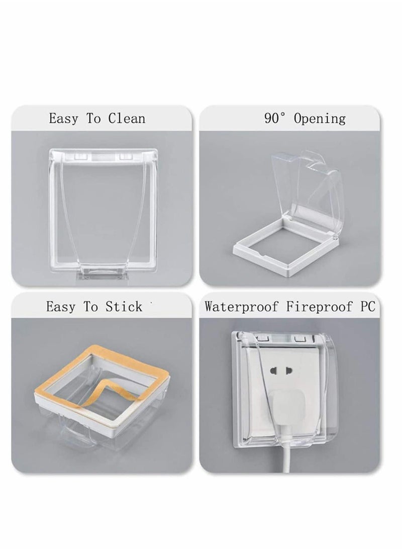 Wall Switch Waterproof Cover Box, Suprcrne Universal Plug Socket Cover, Wall Light Panel Socket Doorbell Flip Cap Cover, Home Bathroom Kitchen Accessory Plastic Clear 2 Pcs