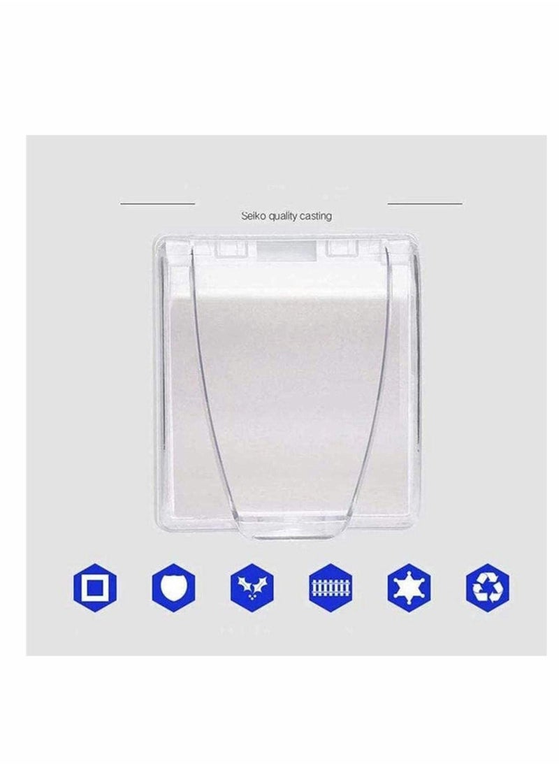 Wall Switch Waterproof Cover Box, Suprcrne Universal Plug Socket Cover, Wall Light Panel Socket Doorbell Flip Cap Cover, Home Bathroom Kitchen Accessory Plastic Clear 2 Pcs