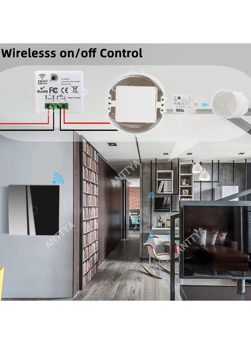 Rf 433Mhz Wireless Push Button Smart Light Switch Remote Control 90-250V 10Amp 1CH RF Relay Receiver Transmitter for Fan Lamp