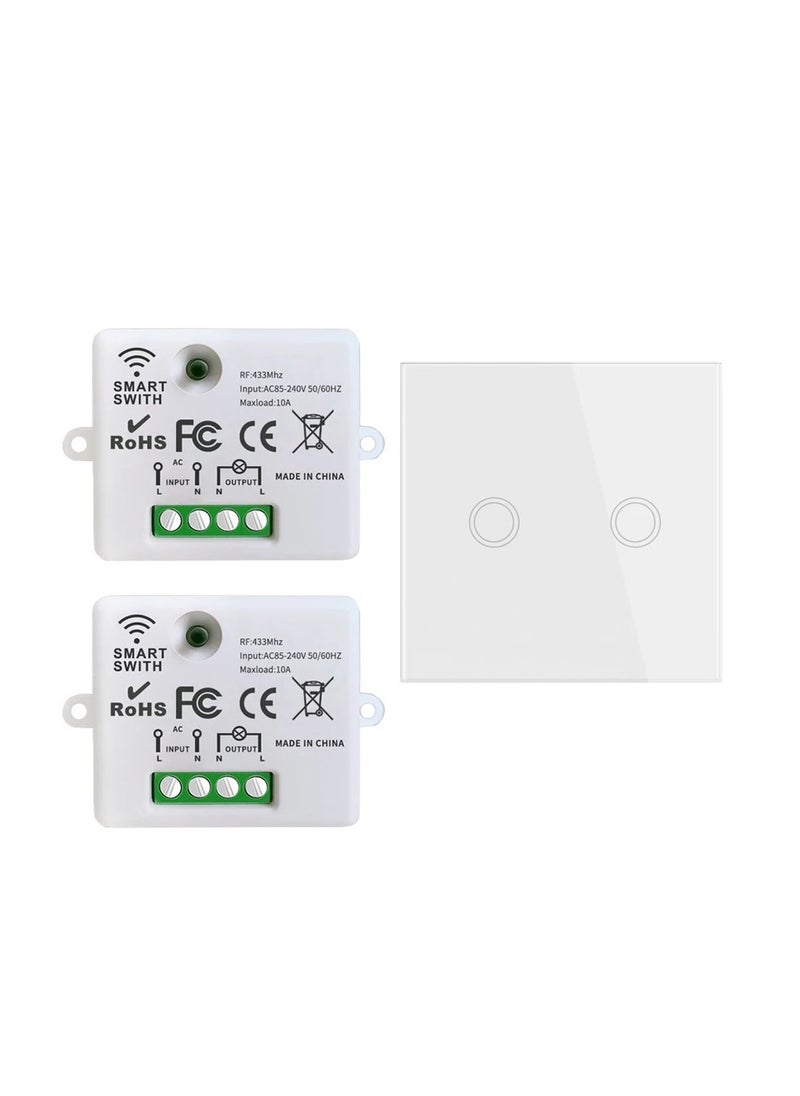 Rf 433Mhz Wireless Push Button Smart Light Switch Remote Control 90-250V 10Amp 1CH RF Relay Receiver Transmitter for Fan Lamp