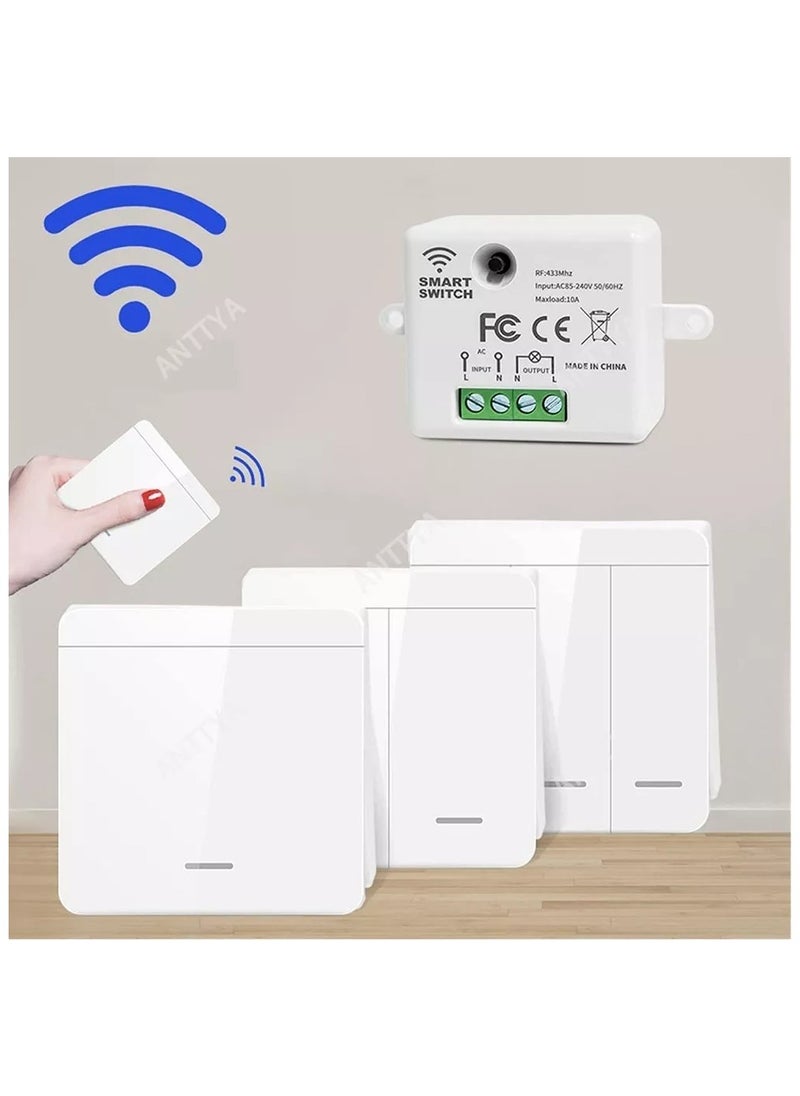 Touch Light Switch Wireless Remote Control 433MHz AC 85V-250V 10A Receiver 86 Wall Panel For Smart Home Ceiling Lamp LED