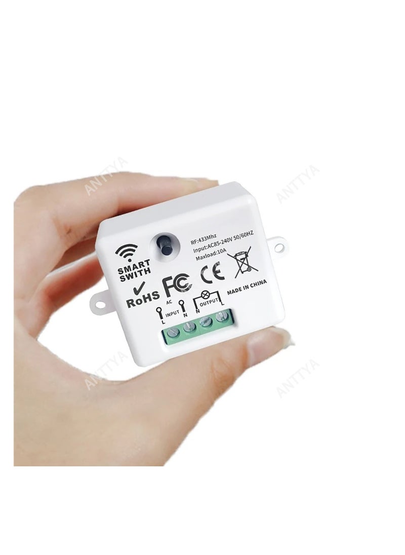 Wireless Light Switch 433Mhz Mini Remote Control,85-250V 10A Smart Relay Receiver, Wall Switch Panel, Led Lamp Fan ﻿