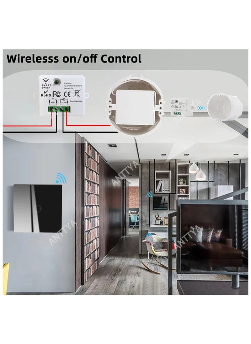 Wireless Light Switch 433Mhz Mini Remote Control,85-250V 10A Smart Relay Receiver, Wall Switch Panel, Led Lamp Fan ﻿