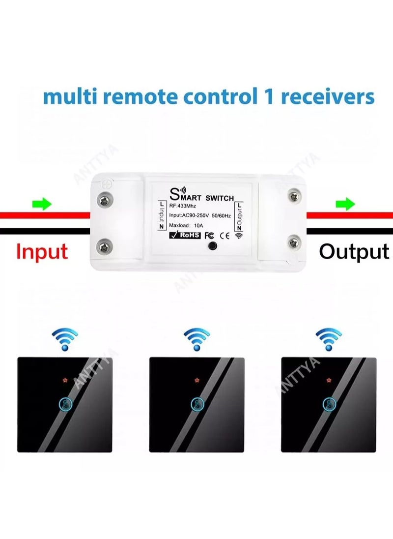 Wireless Light Switch and 433MHz Wall Switch Remote Control Lamp Bulb Fan Switch,110V 220V 230V 240V 10A Relay Receiver