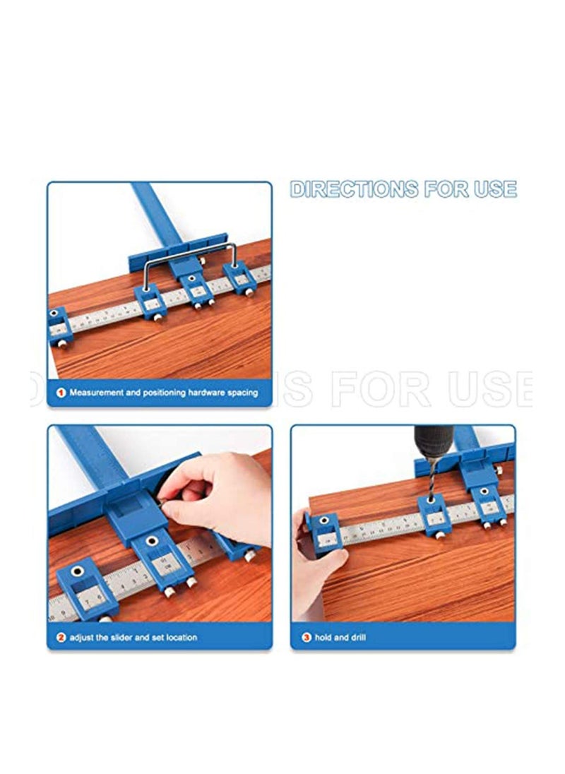 Cabinet Hardware Jig Tool - Adjustable Punch Locator Drill Template Guide Wood Drilling Dowelling Guide, for Installation of Handles Knobs on Doors and Drawer