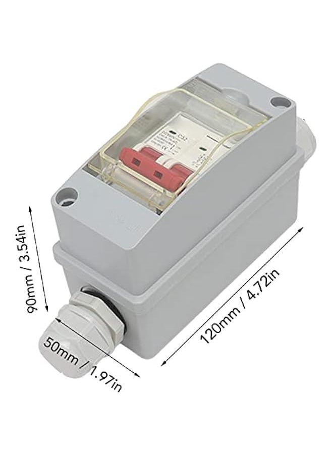 32A 500V PV DC Disconnect Switch, MCB 2P Solar Current Sink Load Switching Air Miniature Circuit Breaker with IP65 Waterproof Distribution Box for Panel (Without Cable) (8gz02v9wb7-11)