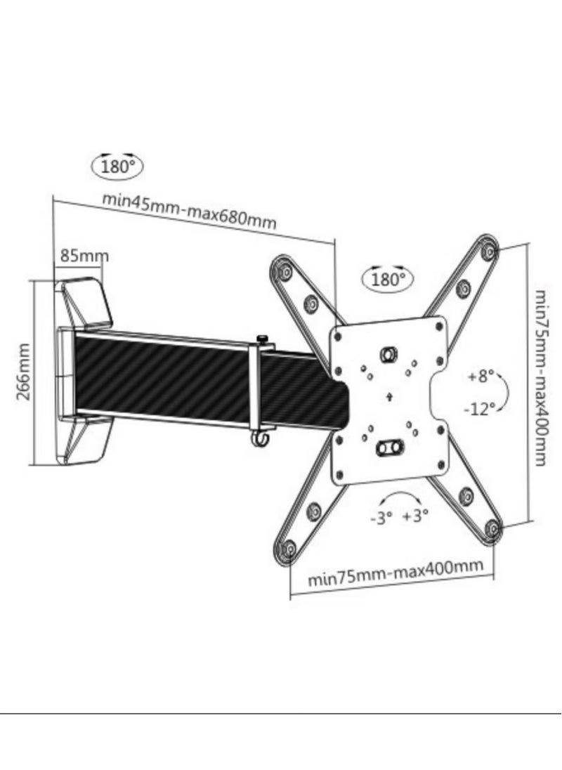 SH-440P Swivel LED / LCD / Curved TV Wall Mount, Fits 23