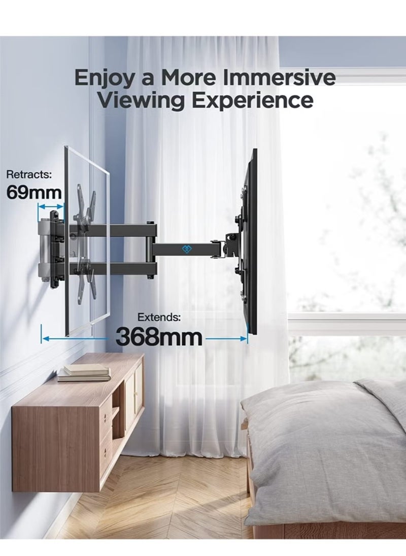 TV Wall Bracket for 13-43 inch TVs, Swivels Tilts TV mount for Flat & Curved TV，VESA 75x75mm to 200x200mm up to 20kg