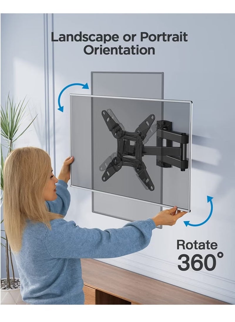 TV Wall Bracket for 13-43 inch TVs, Swivels Tilts TV mount for Flat & Curved TV，VESA 75x75mm to 200x200mm up to 20kg