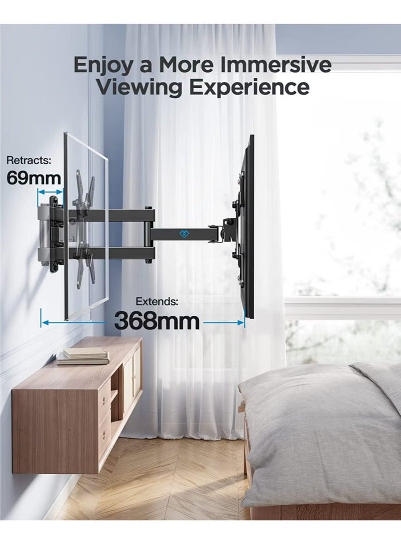 TV Wall Bracket for 13-43 inch TVs, Swivels Tilts TV mount for Flat & Curved TV，VESA 75x75mm to 200x200mm up to 20kg