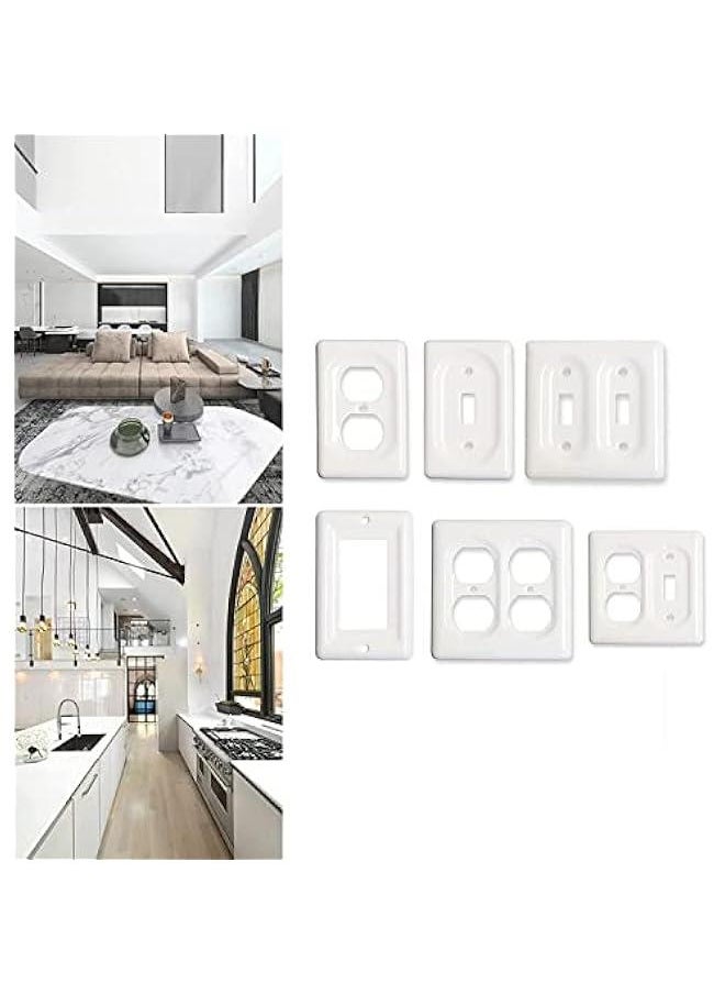 Ceramic Switch Plate, Switch Plate Cover, Wall Plate, Cover, White - Duplex