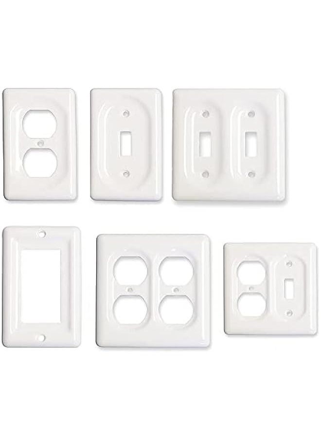 Ceramic Switch Plate, Switch Plate Cover, Wall Plate, Cover, White - Duplex