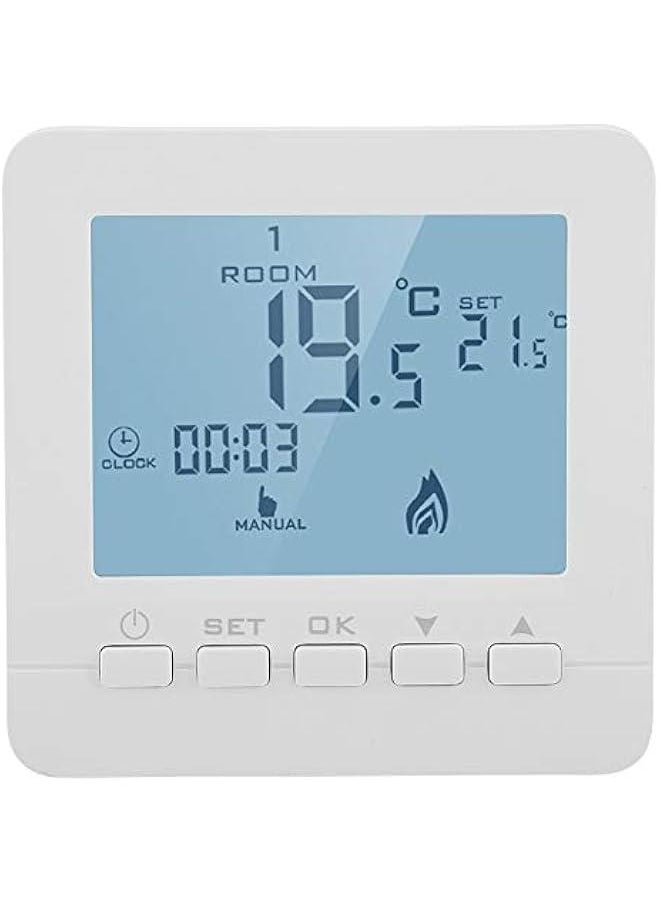 Thermostat Temperature Controller, Programmable Digital Thermostat LCD Screen Heat Pump Smart Thermostat, with Children Lock Protection, Data Memory, Holiday Mode, Different Working Modes