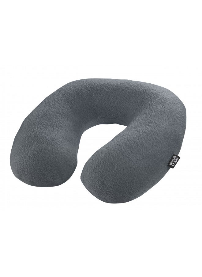 Lewis N. Clark Comfort Neck Travel Pillow: Airplane Pillow and Cervical Neck Pillow for Kids + Adults, Contour Pillow with Neck Support - Gray