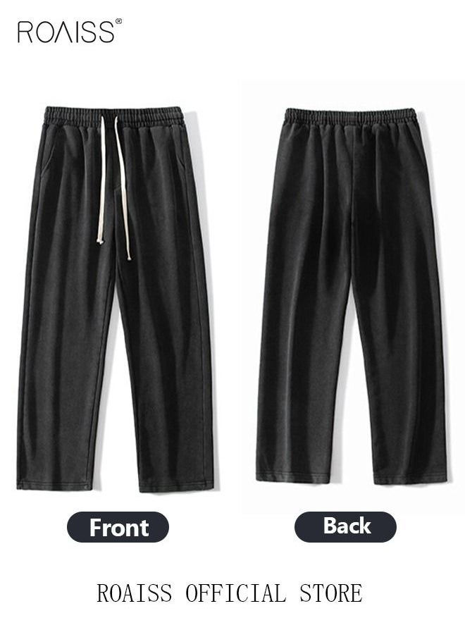 Men's Straight-Leg Pants Long Loose Fit Wide-Leg Trousers for Young Students Casual and Trendy with Good Fabric Drape