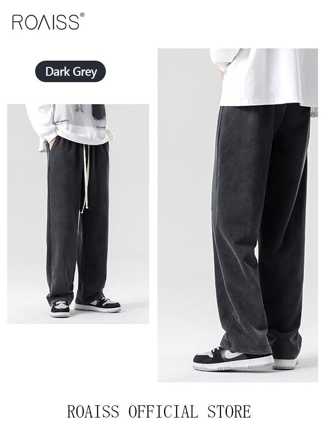 Men's Straight-Leg Pants Long Loose Fit Wide-Leg Trousers for Young Students Casual and Trendy with Good Fabric Drape