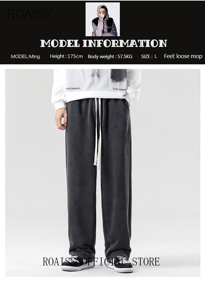 Men's Straight-Leg Pants Long Loose Fit Wide-Leg Trousers for Young Students Casual and Trendy with Good Fabric Drape