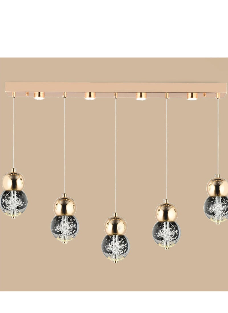 Mindy 5-Row Single Row Chandelier - 80x75 cm, 57 Watt, Elegant Gold Finish