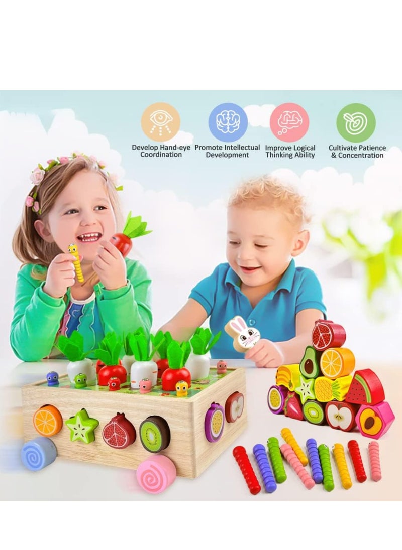 Montessori Wooden Educational Toys for Boys Girls, Shape Sorting Size Matching Toys Gifts for Kids, Wood Preschool Learning Fine Motor Skills Game
