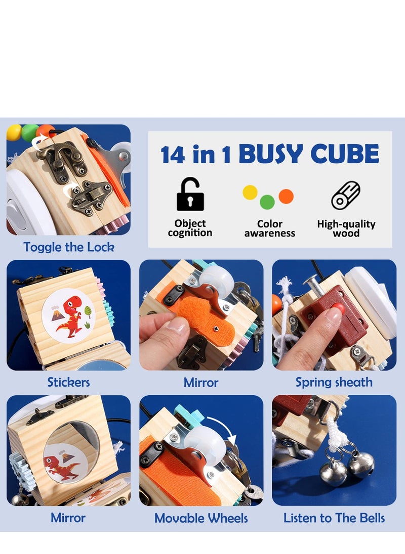 8-in-1 Busy Cube Busy Board, Montessori Busy Board Sensory Toys, Develop Fine Motor Skills Toys, Suitable for Toddlers 1 2 3 Years Old