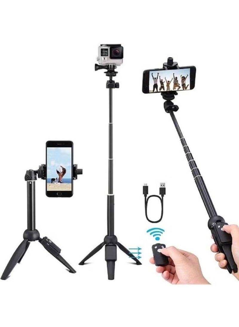 K20 Bluetooth 4.0 Wireless Selfie Stick Integrated Tripod for Smartphones, Black