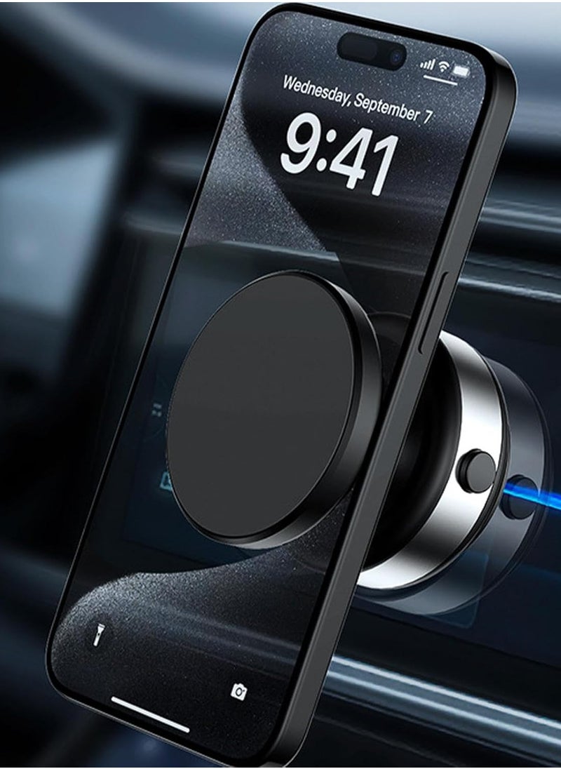 Magnetic Car Phone Mount, Car Phone Holder Magnetic, 360 Degree Rotatable Aluminum Alloy Magnetic Phone Mount, Vacuum Suction Phone Stand Cradle, Multi-functional Car Mount for Dashboard