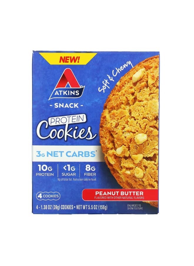 Snack Protein Cookies Peanut Butter 4 Cookies 1.38 oz 39 g Each