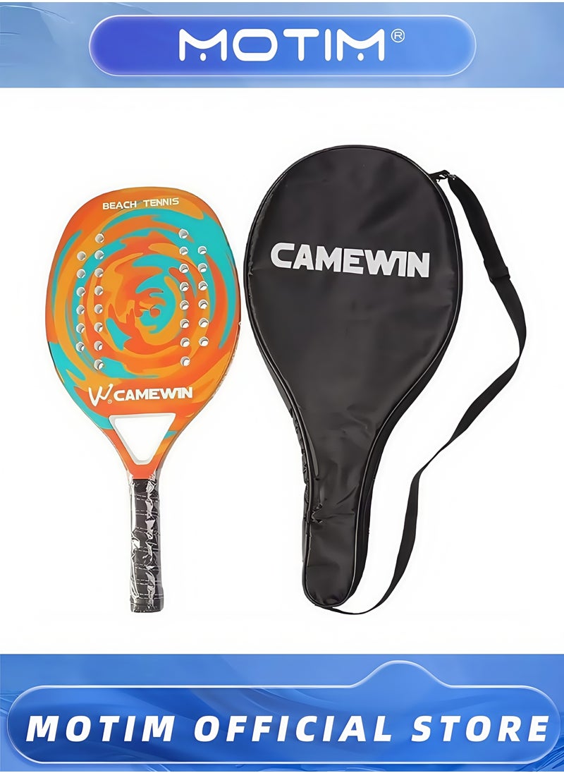 Beach Tennis Rackets Professional Carbon Fiber Beach Tennis Racket with Soft EVA Face Beach Paddle Ball Set with Storage Bag