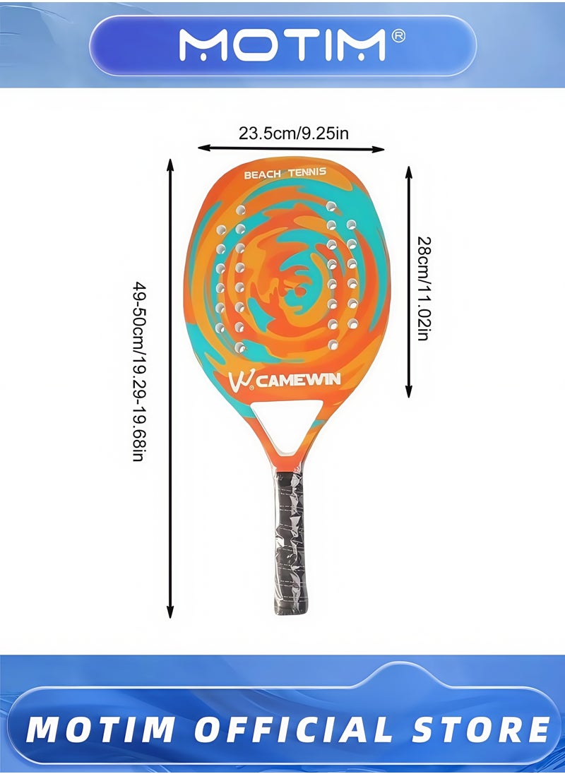 Beach Tennis Rackets Professional Carbon Fiber Beach Tennis Racket with Soft EVA Face Beach Paddle Ball Set with Storage Bag