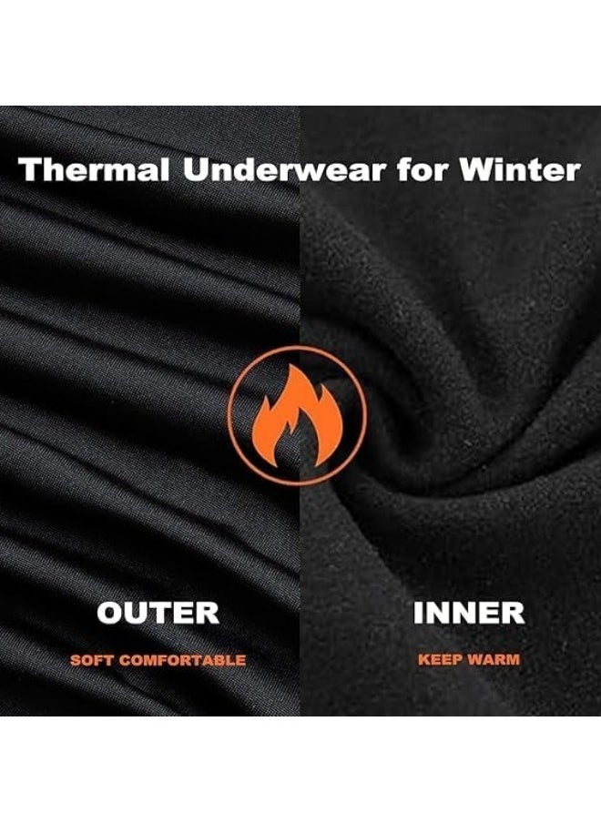 Men’s Thermal Underwear Sets 2 Piece Soft Base Layer Top and Bottom Long Johns Set with Fluff Lined Winter Warm Suit