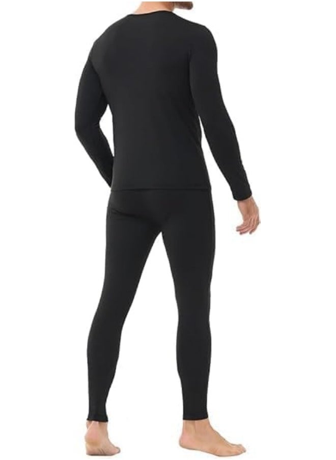 Men’s Thermal Underwear Sets 2 Piece Soft Base Layer Top and Bottom Long Johns Set with Fluff Lined Winter Warm Suit