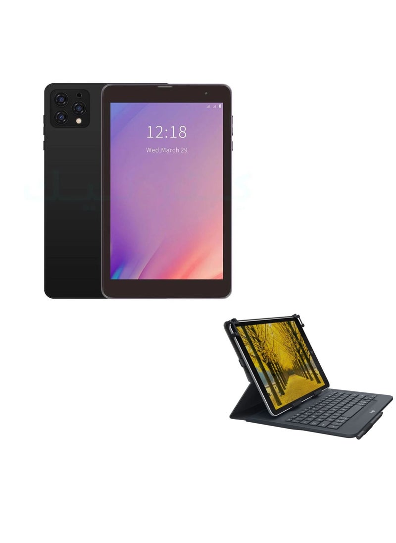 8 -Inch Smart Tablet A08 Android 13 Tablet With 1TB Storage and 16GB RAM Quad Core Wi-Fi LTE Dual Sim with Keyboard - BLACK