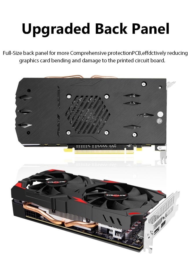 SURALLOW Radeon RX 580 Graphics Card, 2048SP, Real 8GB, GDDR5, 256 Bit, Pc Gaming Video Card, 2XDP, HDMI, PCI Express 3.0 with Freeze Fan Stop for Desktop Computer Gaming Gpu