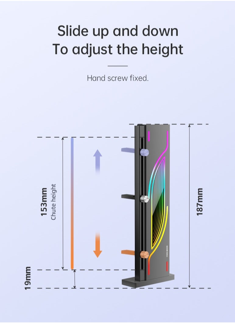 5V ARGB Sync GPU Support Bracket with Infinite Mirror Design, White Graphics Card Holder - Sturdy Aluminum Alloy Construction, Adjustable Height, Magnetic Anti-Slip Base, Supports Up to 6.5KG, Compatible with 98% PC Cases ﻿ ﻿