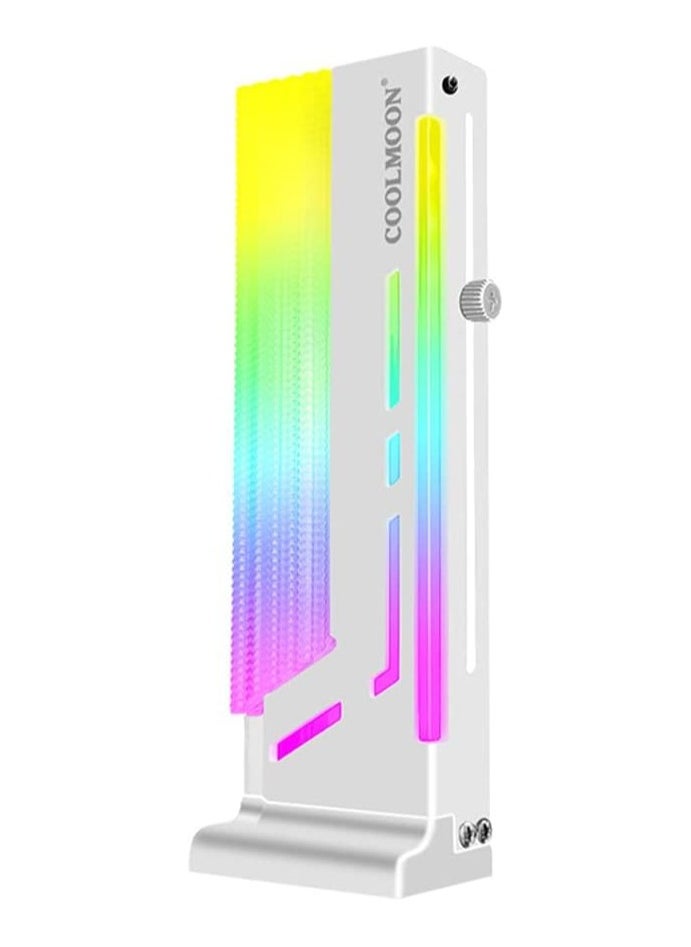 RGB GPU Holder Coolmoon CM-GH2 Colorful Graphics Card 5V 3 Pin Vertical Support Video Bracket Frame ARGB Sync Jack, Sag Holder/Holster, White, 2.44x1.38x6.89in