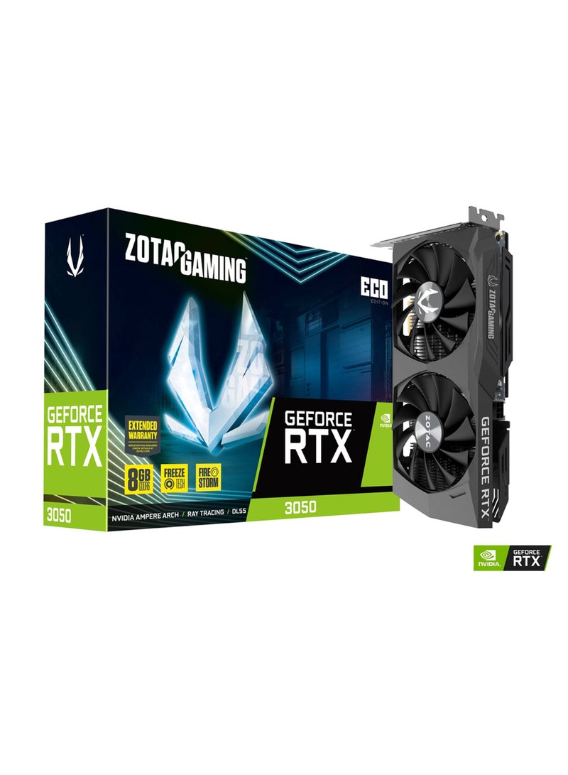 GAMING GEFORCE RTX 3050 ECO 8GB GDDR6, 128 bit, 1777/14000, HDCP, Three DP, HDMI, Medium Pack Black