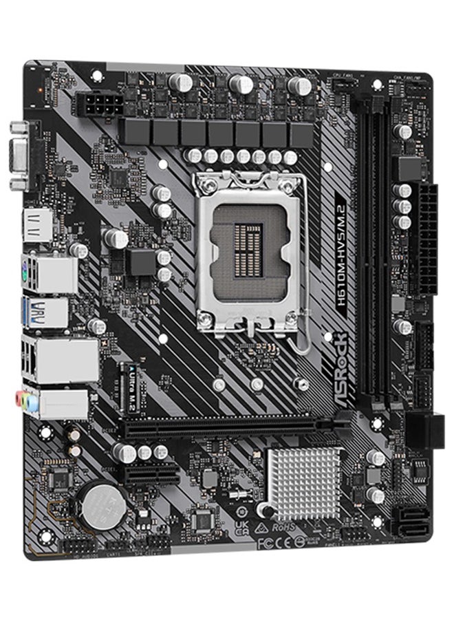 ASRock Motherboard H610M-HVS/M.2 R2.0, LGA1700, 2 x DDR4 DIMMs, PCIe 4.0 x16, HDMI, D-Sub, Ultra M.2