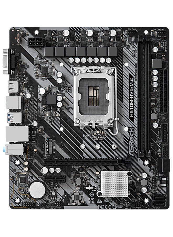 ASRock Motherboard H610M-HVS/M.2 R2.0, LGA1700, 2 x DDR4 DIMMs, PCIe 4.0 x16, HDMI, D-Sub, Ultra M.2