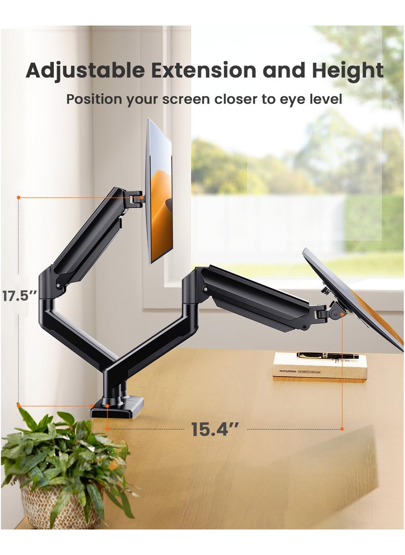 Dual Monitor Stand up to 32 inches Screen, Load-Bearing Max 22 lbs Each Arm, Adjustable Dual Monitor Mount, Sturdy Steel vesa Monitor Mount with Stable VESA 75x75 100x100mm