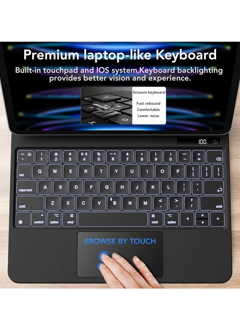 Magic Keyboard Case for iPad Pro 11 in/& iPad Air 10.9 in Wireless Bluetooth Keyboard with Multi-Touch Trackpad and Backlit Keys, Detachable Protective Cover, Auto Sleep/Wake