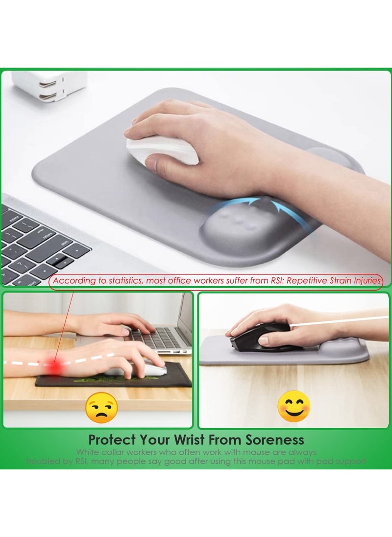 Mouse Pad With Gel Wrist Support Hand Washable Ergonomic Mouse Pad with Massage Function Effectively Relieves Fatigue and Prolonged (Grey)