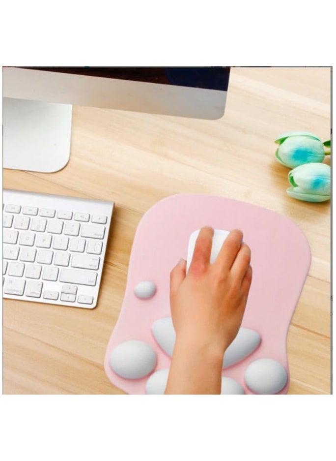 Wrist Rest, Cute Office Mouse Pad with Wrist Support, Cat Paw Design, Gifts for Office Desk Home Gaming Kawaii Stuff Gifts, Ergonomic Mouse Pad, Office Desk Accessories Supplies (Pink)