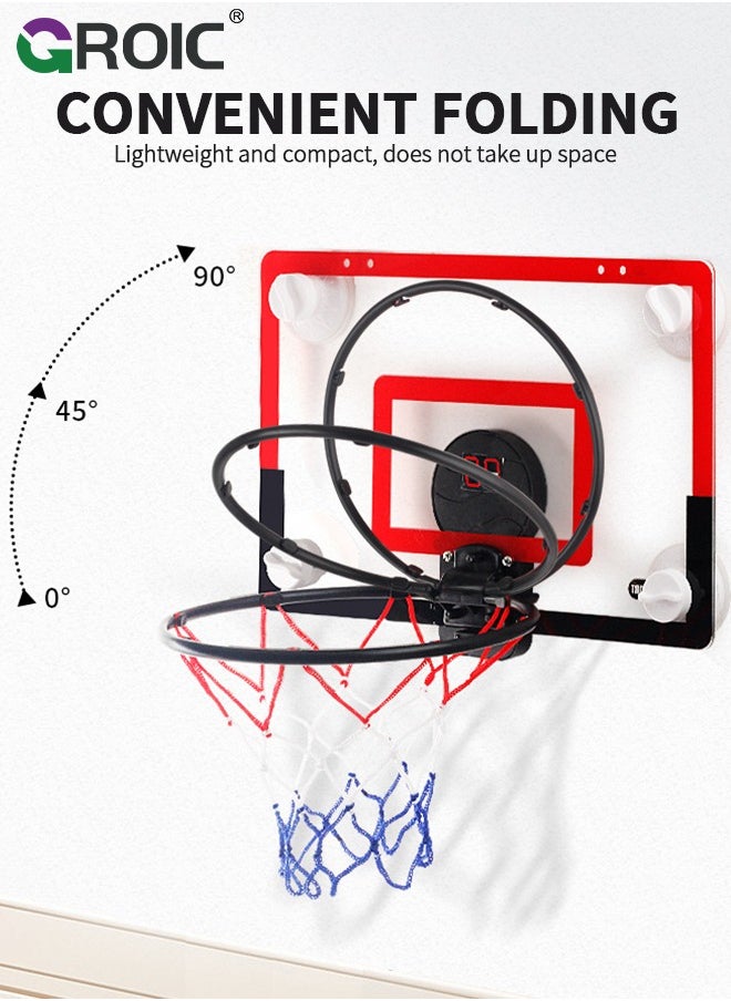 Mini Basketball Hoop with LED Light Electronic Scoreboard, 15.7