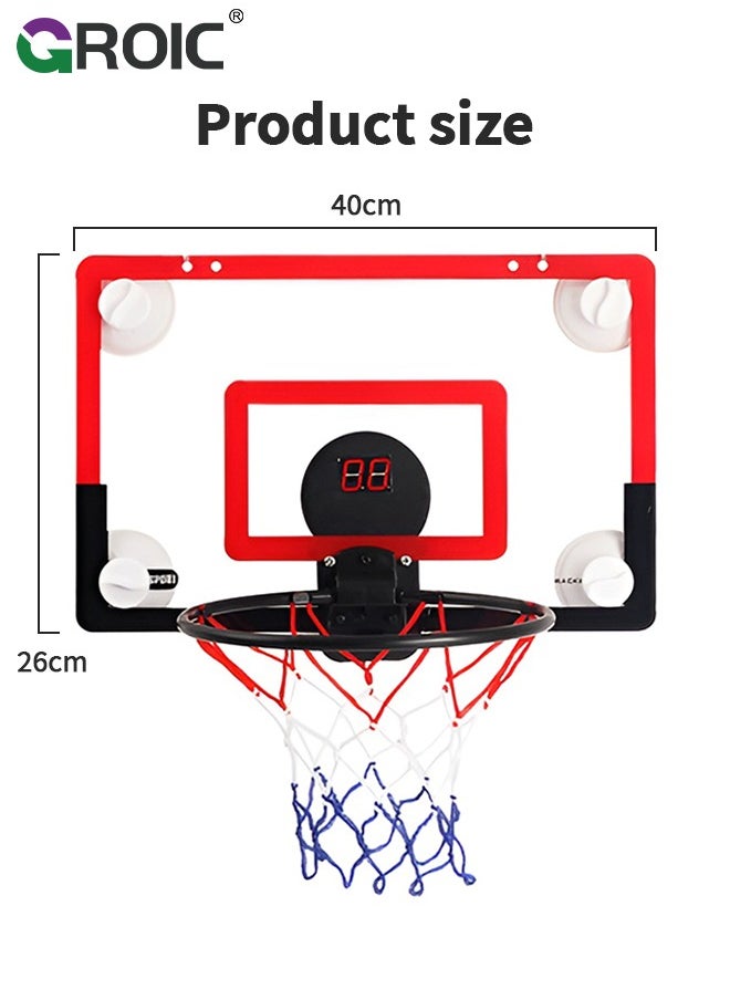 Mini Basketball Hoop with LED Light Electronic Scoreboard, 15.7